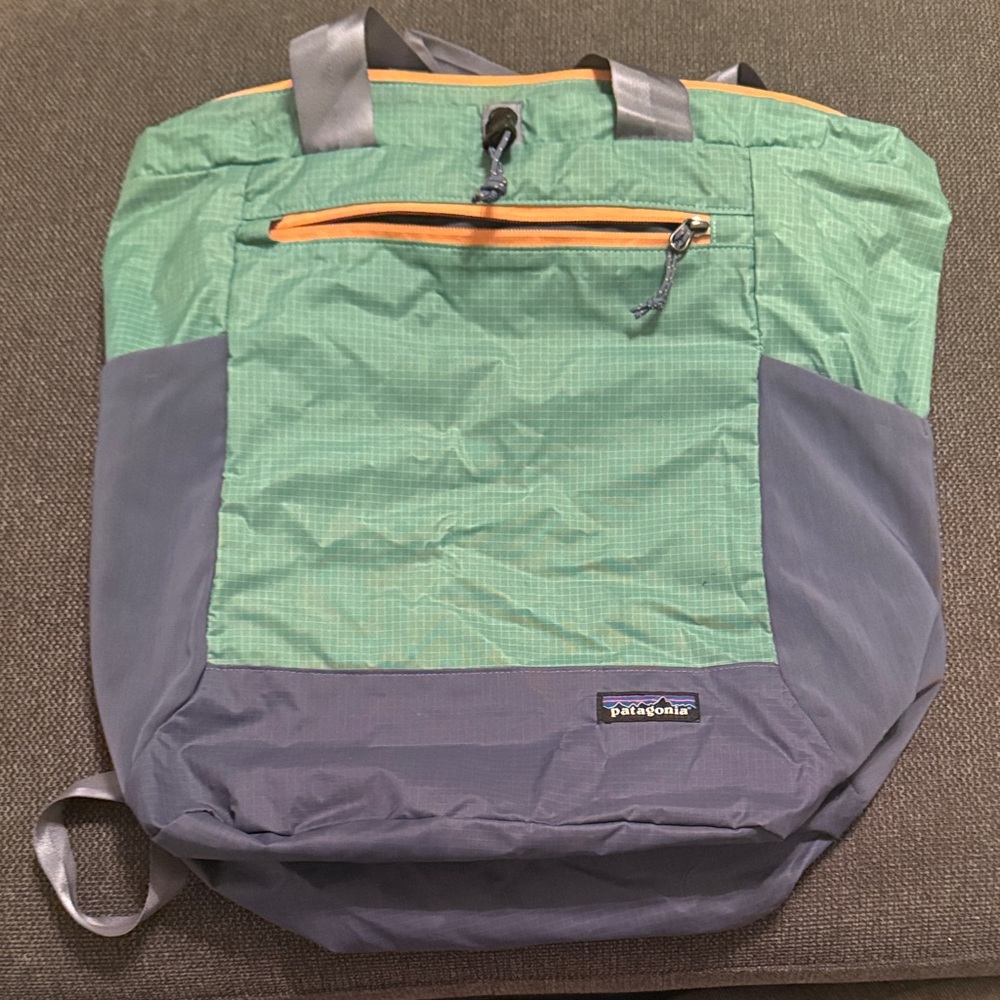 Patagonia Men's Backpack in Green and Blue with Orange Accents